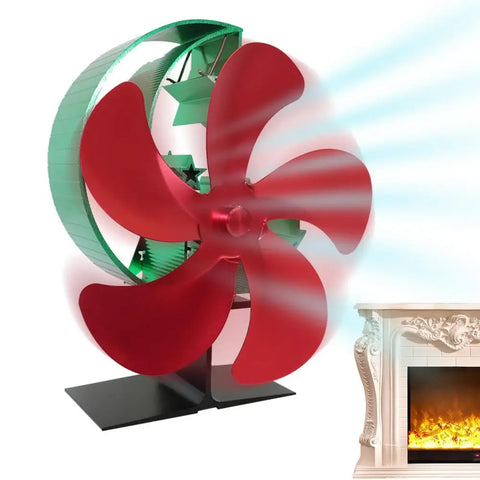 Wood Stove Blower Fan 5 Blades High Efficiency Fireplace Fan With Moon Star Shape Stand Quiet Working Thermodynamic Wood Burning