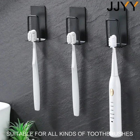 JJYY Toothbrush Holder Cup Holder Creative Traceless Stand Rack Toothbrush Holder Stainless Steel Bathroom Accessories