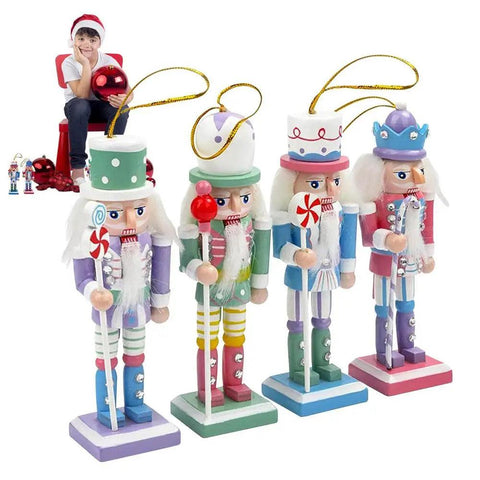 Nutcracker Puppet Ornaments Christmas Decoration Xmas Tree Nutcracker Pendant 2025 New Year Party Supplies 4pcs