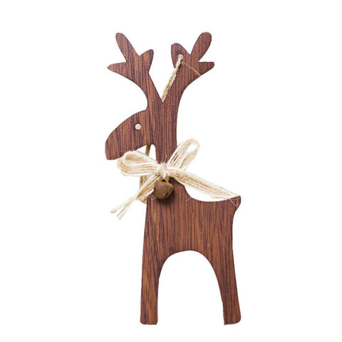 1pcs Wooden Christmas Deer With Bell Xmas Tree Pendants Ornaments For Christmas Party Christmas Decorations