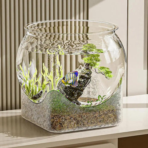 Clear Round Fish Bowl Aquarium Fish Tank Small Aquariums Flower Vase Centerpiece Desktop Aquarium for Betta Fish Turtle