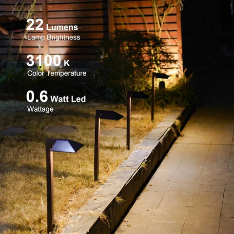 Low Voltage Landscape Path Lights 8PK Kit 0.6W LED Sidewalk Landscape Lighting 22 Lumen Outdoor Electric Walkway & Pathway Light