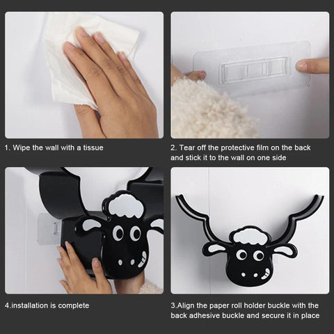 Toilet Paper Holder Shelves Sheep Funny Animal Toilet Paper Storage Funny Wall Mount Toilet Paper Storage for Bathrooms Kitchen