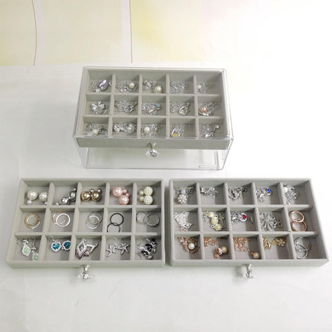 Portable Jewelry Box Display Organizer Large Capacity Earring Necklace Ring Storage Case Holder with 3 Layers for Women Girls