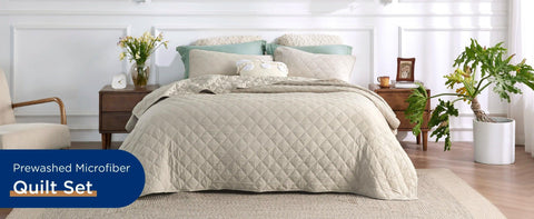 Boho Quilt Set, Elegant Diamond Pattern, Ultra Soft Lightweight Bedspreads, Quilted Bedding Sets 3 Pieces for All Season