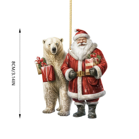 Happy New Year Cute Polar Bear Christmas Scene Decoration Circular Christmas Ornaments For Tree