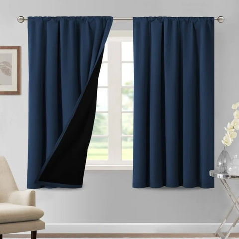 100% Blackout Curtains for Bedroom Thermal Insulated Blackout Curtains 84 Inches Long Rod Pocket Window Drapes