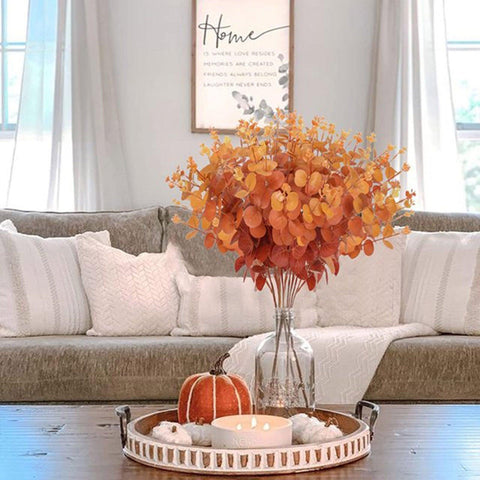 Artificial Leaves Branches Fall Faux Fall Stems For Thanksgiving Halloween Wedding Dining Table Peony Artificial Flowers in Vase