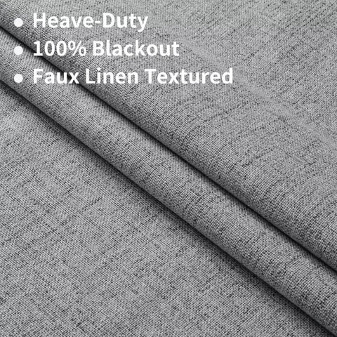 Blackout Linen Curtains Long 100% Blackout Drapes 95 inch Length 2 Panels Set