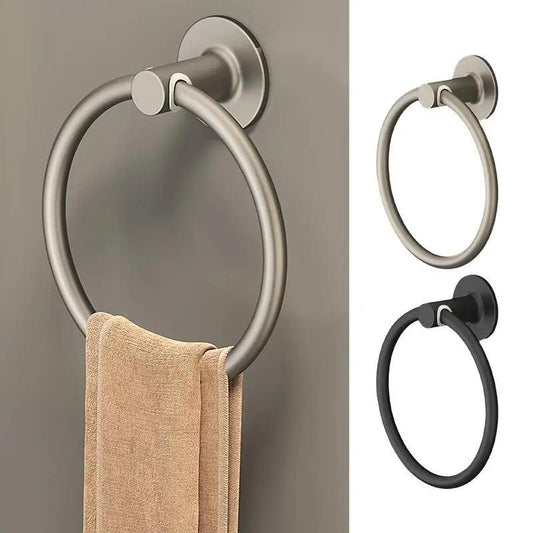 Bathroom Towel Holder Space Aluminum Wall Mount No Punching Easy Installation Round Towel Ring for Bathroom Kitchen