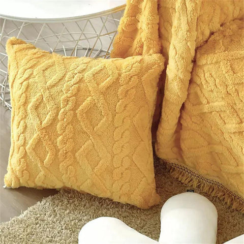 Olanly Twist Knitting Plush Pillow Cover 45x45 Vintage Knitted Pillow Case For Sofa Couch Cushion Cover Plush Pillowcase 50x50cm