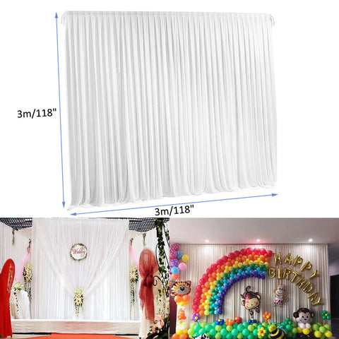 2/3/6 M White Ice Silk Backdrop Curtains Wedding Birthday Photography Stage Drapes Masquerade