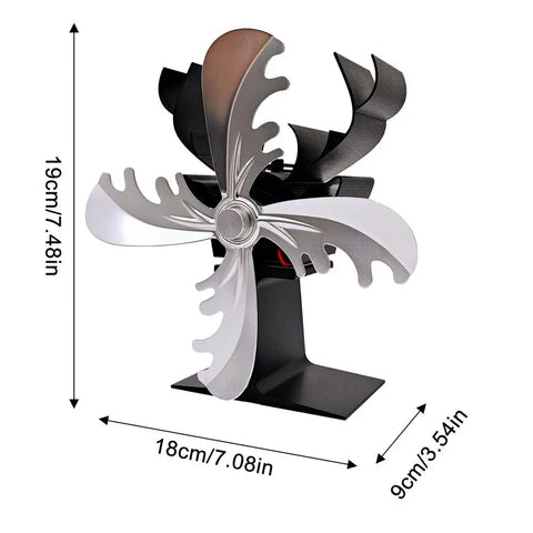 Heat Powered Wood Stove Fan 4 Leaf Fireplace Blower Fan Elk Shaped Wood Stove Accessories Thermal Fan Heater Stove Fan