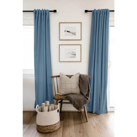 100% Blackout Shield Linen Blackout Curtains for Bedroom 96 Inches Long,Back Tab/Rod Pocket Living Room Drapes,