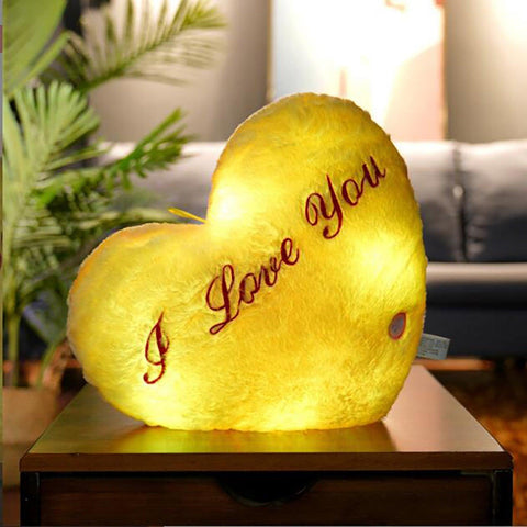 50cm Creative Light Up Led Heart Shaped Stuffed Plush Letter Lovers Colorful Glowing Gift For Girlfriend Pillow Valentine's Day