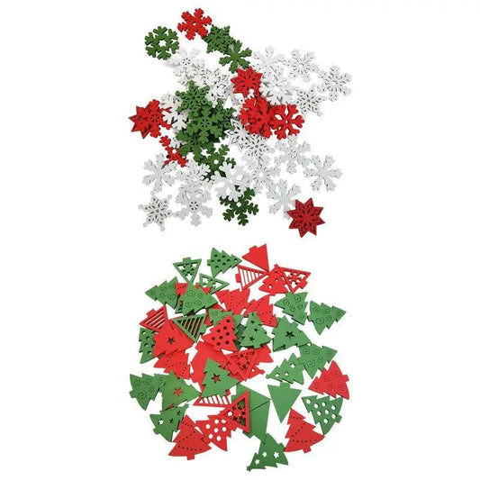 Wooden Christmas Snowflakes DIY Christmas Decorations For Home Mini Tree Ornaments Xmas Gift Happy New Year Decor 50pcs