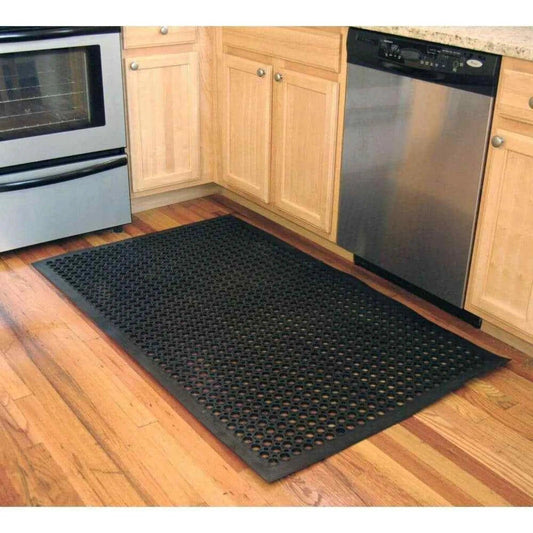 US Restaurant Rubber Floor Mat Black Industrial Commercial Anti Fatigue 36 X 60 In.Heavy-Duty Black Commercial Anti-Fatigue