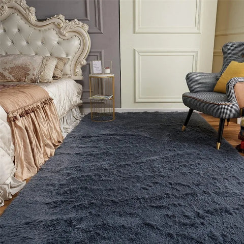 Rugs , Area Rug,  Clearance Navy Blue Laundry Room Rug, Large Throw for Playroom Room- Soft, Fluffy, Shaggy Carpets