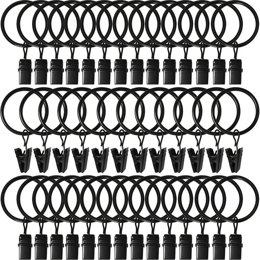 40/50pcs Curtain Rings With Clips, Curtains Clamps With  Holdback Curtain Accessories For Bathroom Living Room  Decor, 1.5 Inche