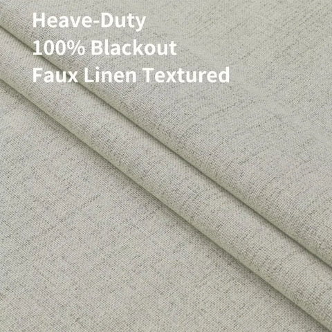 Blackout Linen Curtains Long 100% Blackout Drapes 95 inch Length 2 Panels Set