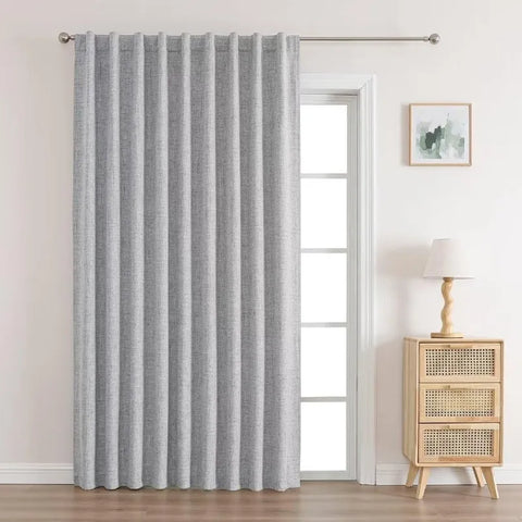 Blackout Linen Curtains Long 100% Blackout Drapes 95 inch Length 2 Panels Set