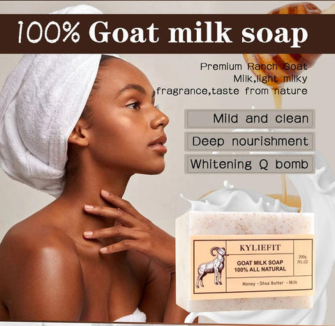 KYLIEFIT Brightening, Moisturizing Soap Bar, Enriched Shea Butter, Goat Milk, Long Lasting Rich Smooth Lather, Skin Glow, 7 oz