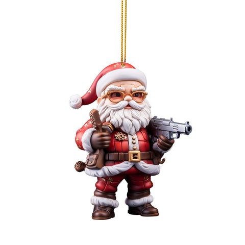 Acrylic Cool Santa Double Print Christmas Pendant Decoration Gift 2d Hanging New Year Decoration