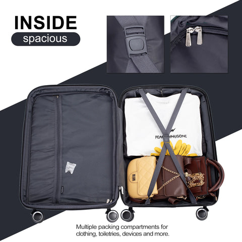 Travelhouse Expandable Hardshell Suitcase Double Spinner Wheels PP Luggage Sets Suitcase with TSA Lock,3-Piece Set (20/24/28）