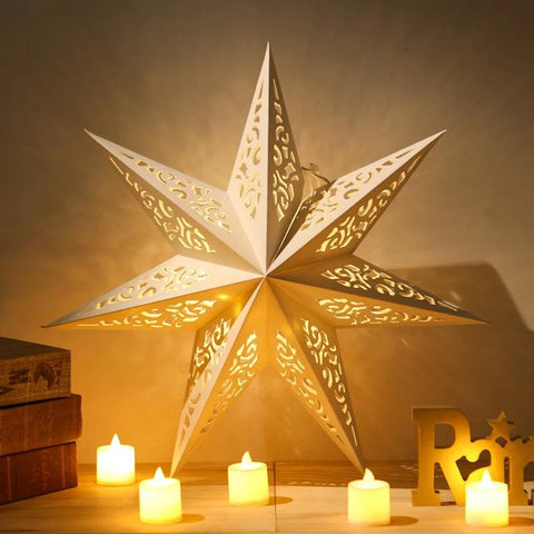 30-75cm Christmas Hollow Star Hanging Pendant Window Grille Christmas Decoration for Home 2024 Paper Lampshade Wedding Xmas Gift