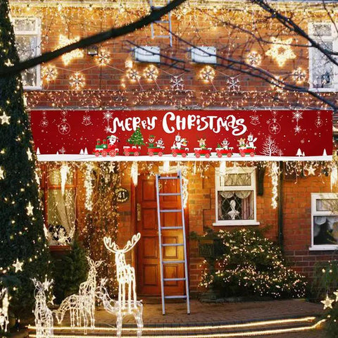 Christmas Outdoor Banner Flag Merry Christmas Decoration for Home 2024 Xmas Ornament Navidad Natal Noel Gift Happy New Year 2025