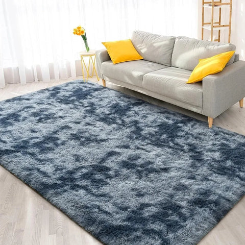 Feet Large Area Rugs, Tie-Dyed Light Grey Shaggy Rug Fluffy Throw Carpets, Ultra Soft Plush Modern Indoor Fuzzy Rugs