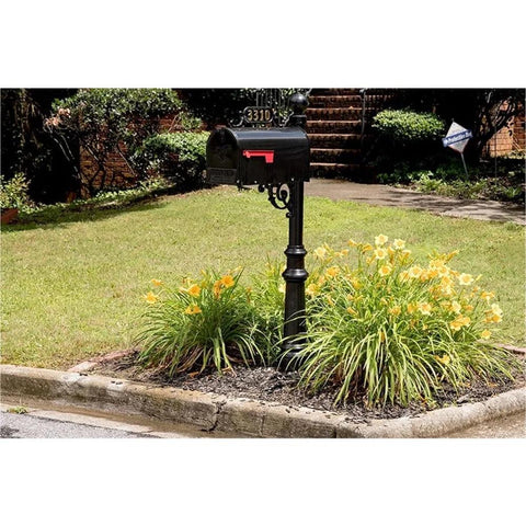 Avenues Mailbox & Post – Black Rust Resistant Metal Mailbox System – Includes Address Plaque, Scroll &Mounting Hardware