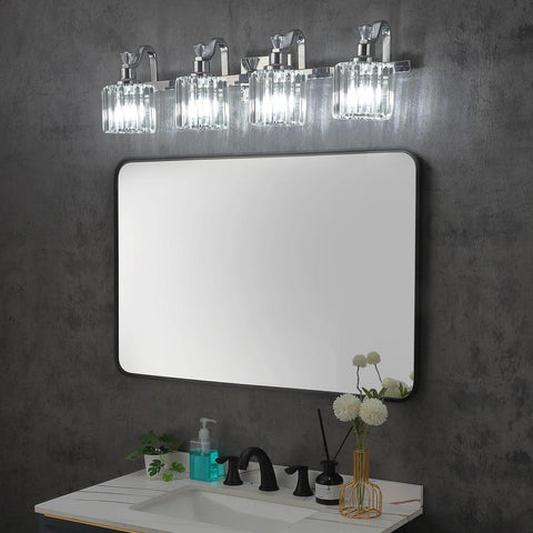 Modern Bathroom Vanity Light Stainless Steel Crystal Vanity Lights Over Mirror Modern Crystal Bathroom Wall Lighting Fixtures