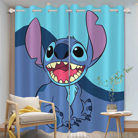 Disney Stitch Cartoon Curtain 3D Print Bedroom Living Room Window Blackout Partition Style Home Decoration