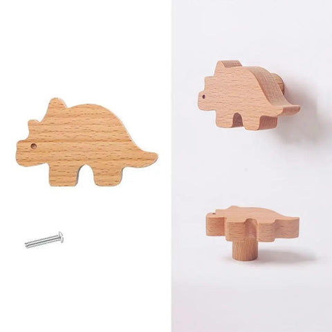 Wooden Animal Drawer Knobs Dinosaur Wooden Drawer Dresser Knobs For Baby Unique Wood Knob Delicate Bedroom Decorative Drawer