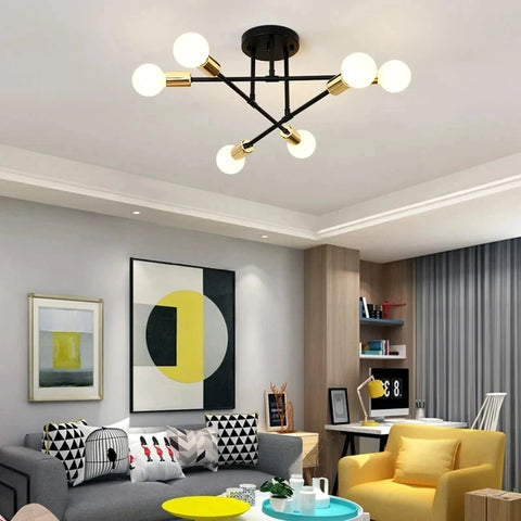 Nordic Minimalist Pendant Light Ceiling Lamp LED Chandelier Suitable for Bedrooms Living Rooms Black Gold Lighting Decoration