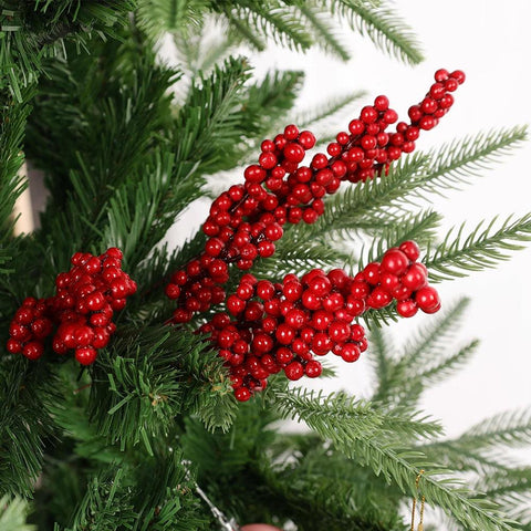 Artificial Red Berry Flowers Bouquet Fake Plant for Home Vase Decor Xmas Tree Ornaments New Year Party Christmas Decoration