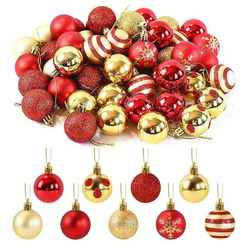 50Pcs/box 4cm Christmas Balls Ornament Xmas Tree Hanging Bauble Pendant 2024 Christmas Decoration for Home 2025 New Year Gifts