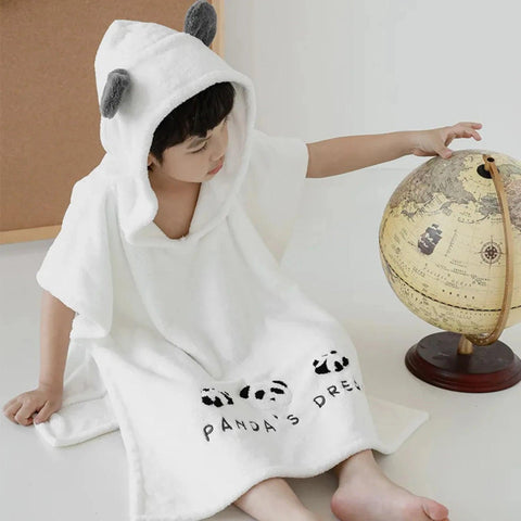 Children's Bathrobe Polyester Baby Soft Skin Absorbent Quick Drying Hooded Bath Towel Cartoon Frog  Air Conditioning Blanket