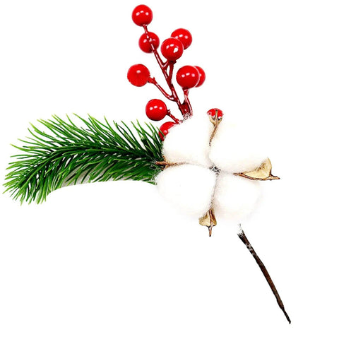 Red Berry Stems Branches Christmas Berries Decor 8 Pcs Artificial Branch Craft Wreath Pick Artificial Outdoor Fall Flowers