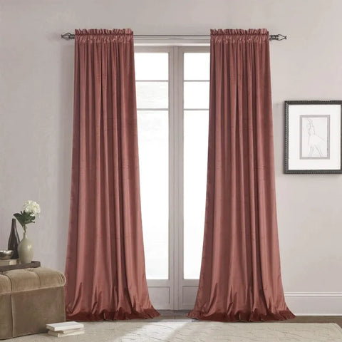 Velvet Curtains 2 Panels Set, Block Light Thermal Insulated Velour Rod Pocket Drapes for Bedroom and Living Room