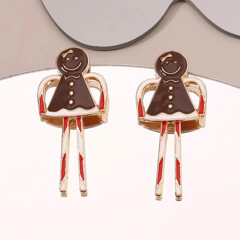 Sweet Christmas Gingerbread Man Earrings 2024 New Year Gifts