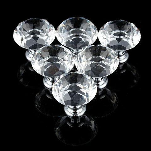 16Pcs Crystal Glass Door Knobs Mini Diamond Cabinet Pull Handle Furniture Decorative Pulls Knobs for Home Office