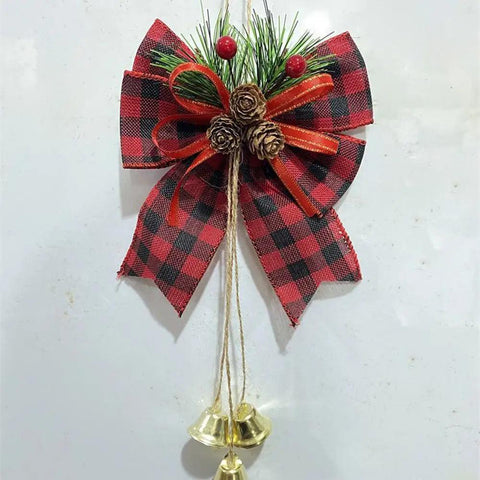 1 pcs Christmas Tree Large Topper Bow Knot with Artificial Spruce Pine Cones and Christmas Bell New Year Decorations 2024