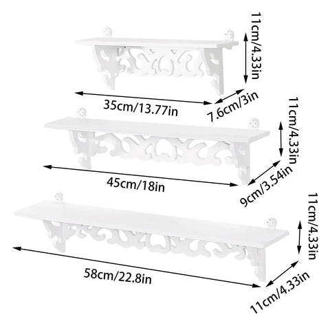 Floating Wall Storage Rack Set of 3 Shabby Floating Wall Shelves Bookshelf Display Wall Shelf Storage Rack Display Wall Shelf