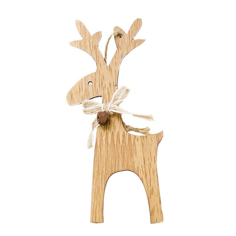 1pcs Wooden Christmas Deer With Bell Xmas Tree Pendants Ornaments For Christmas Party Christmas Decorations