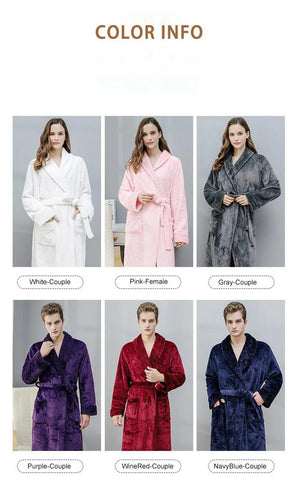 Female Autumn and Winter Warm Long Coral Velvet Thick Couple Bath Bathrobes Men Women Pajamas Shower Robe Bath Towels For Adults