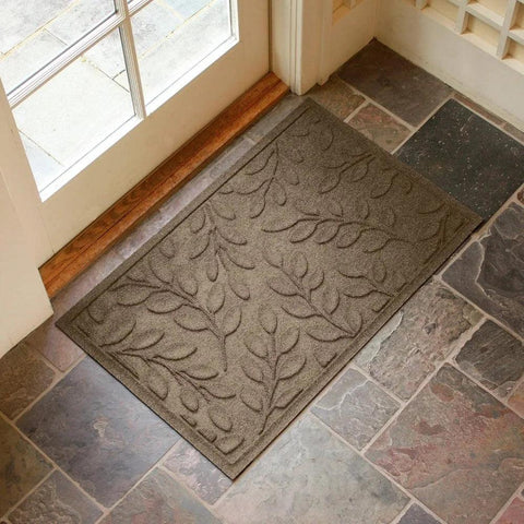 Mat, 2' X 3', Durable and Decorative Floor Covering, Skid Resistant, Indoor/Outdoor, Brittney Leaf Design, Camel, Rug, Mat