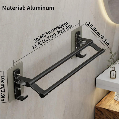 【 2-piece set 】 Towel pole double pole bathroom non perforated towel hanging pole toilet towel rack hook storage rack