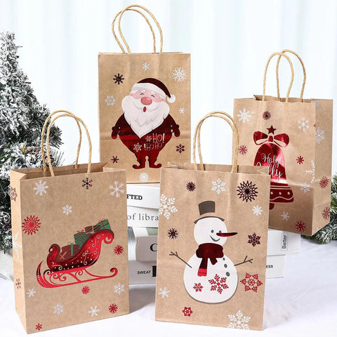 Christmas Santa Claus Snowflake Kraft Paper Handbag Marry Christmas Party Decor For Home 2024 Navidad Natal Noel New Year 2025